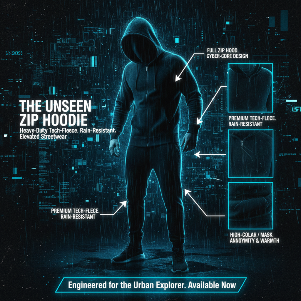 Ninja Masked Cyberpunk Hoodie Black Zipper